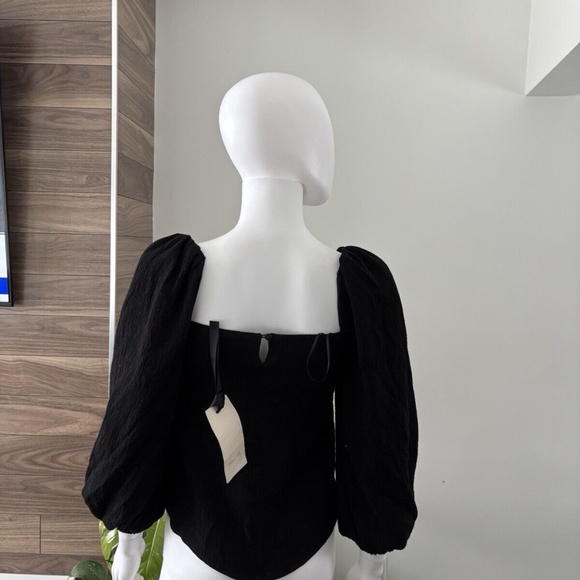 Johanna Ortiz Black Desert Balloon-Sleeve Crepe Top Sz 0 / XXS NWT❤️ - Picture 4 of 11